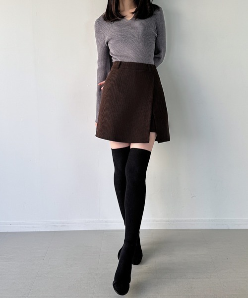 JUNOAH（ジュノア） スカート 裏起毛コーデュロイミニスカート