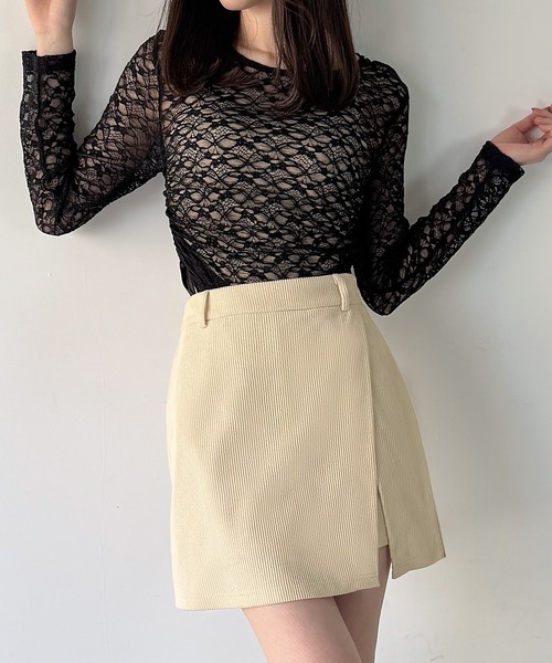 JUNOAH（ジュノア） スカート 裏起毛コーデュロイミニスカート