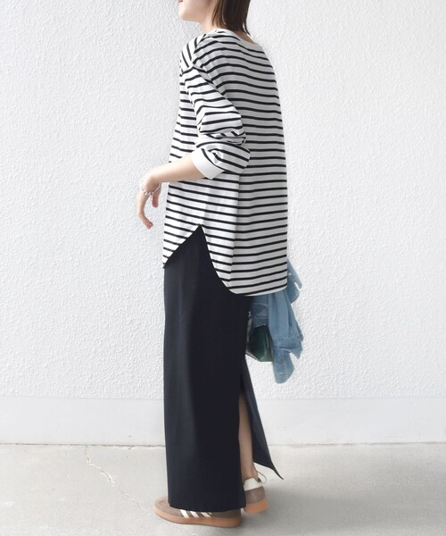 SHIPS（シップス） tシャツ コットン 天竺 ラウンド ヘム 袖 リブ