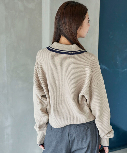 カーディガン U.S. POLO ASSN. × PUBLUX/ユーエスポロアッスン 襟ライン入り ドライバーズニット　限定展開 レディース | PUBLUX | 21