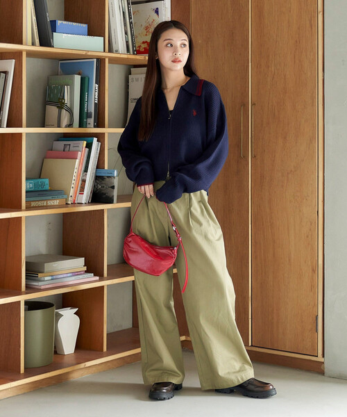 カーディガン U.S. POLO ASSN. × PUBLUX/ユーエスポロアッスン 襟ライン入り ドライバーズニット　限定展開 レディース | PUBLUX | 12