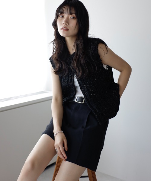 ENC ベスト ジレ mixed yarn hand knit vest / ミックス糸ハンドニット