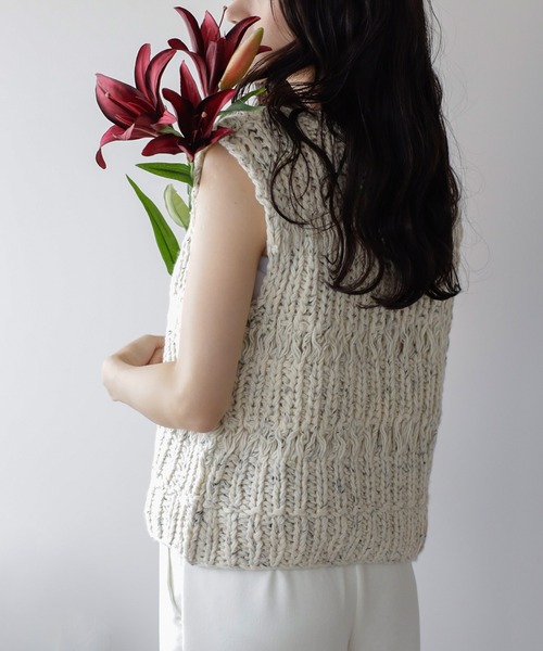 ENC ベスト ジレ mixed yarn hand knit vest / ミックス糸ハンドニット