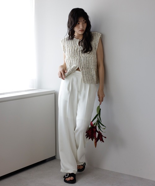 ENC ベスト ジレ mixed yarn hand knit vest / ミックス糸ハンドニット