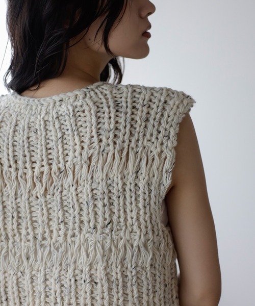 ENC ベスト ジレ mixed yarn hand knit vest / ミックス糸ハンドニット