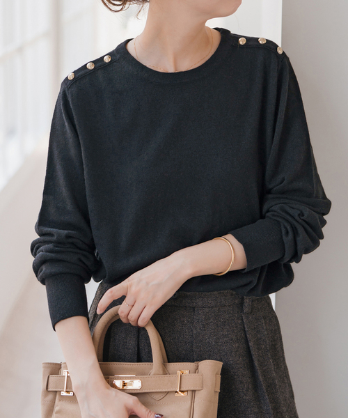 新品　Spick and Span VIS/Wショルダーボタンプルオーバー Spick＆Span（スピック アンド スパン） ニット セーター VIS/W