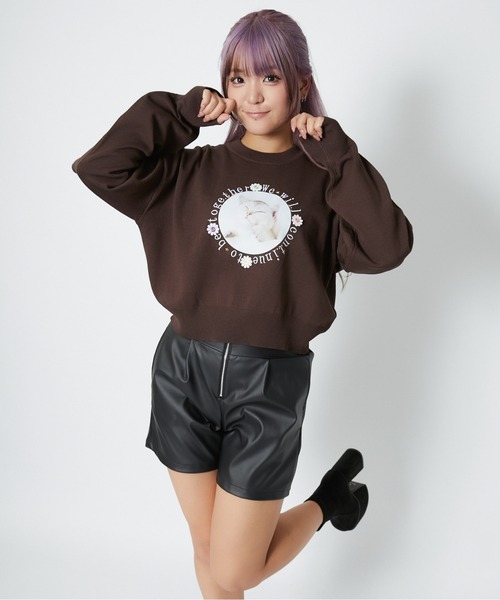 パンツ 「フェイクレザー×フロントジップ」レディース ショートパンツ