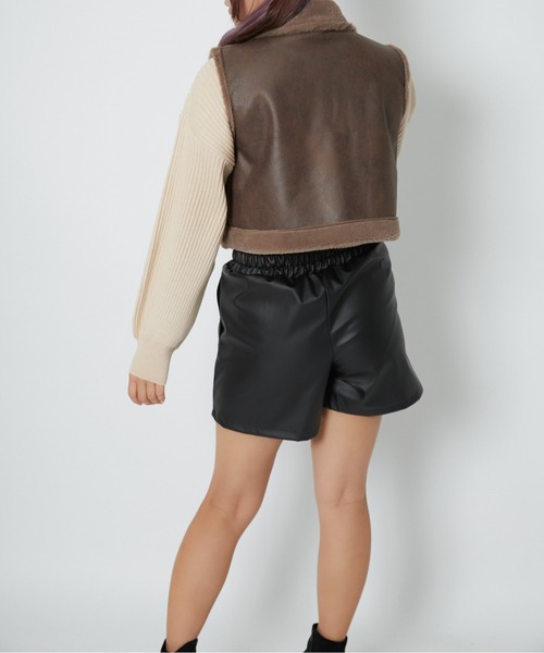 パンツ 「フェイクレザー×フロントジップ」レディース ショートパンツ
