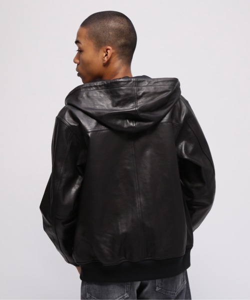 AVIREX アヴィレックス レザー パーカー ジャケット フード M ゴート AVIREX(アヴィレックス) 山羊革（ゴート） パーカー レザージャケット