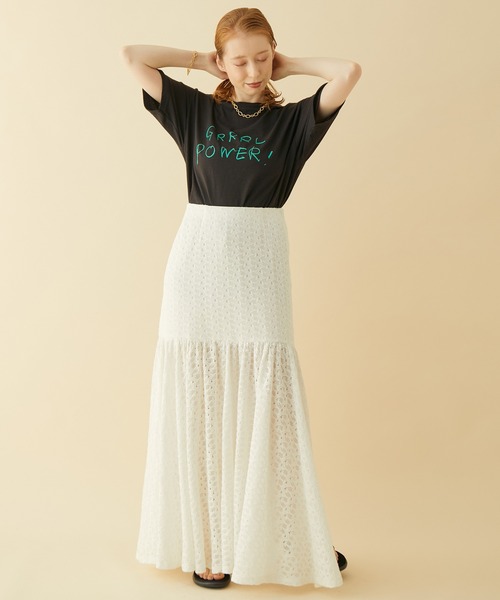 「MADEMOISELLE ROPE'」 ロングスカート 36 ホワイト レディース_画像3