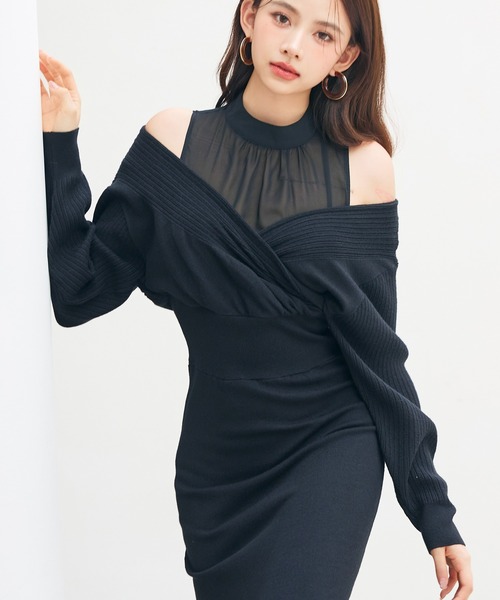 【23日までの限定価格】ニットドッキングカシュクールワンピース SAISON DE PAPILLON ワンピース ドッキングカシュクール