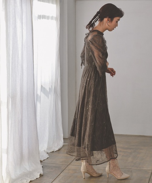 「Kana」 半袖ワンピース M ダークカーキ レディース_画像2