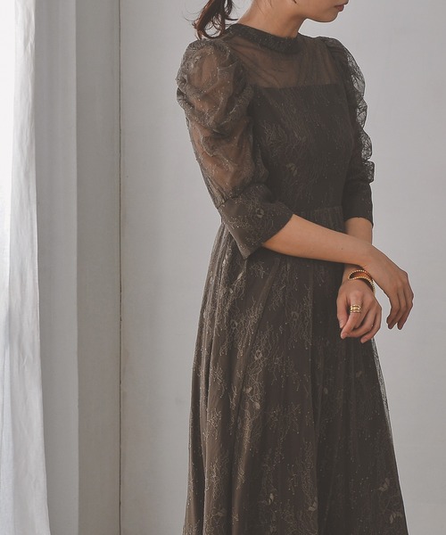 「Kana」 半袖ワンピース M ダークカーキ レディース_画像3