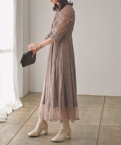 「Kana」 半袖ワンピース M ダークカーキ レディース_画像6