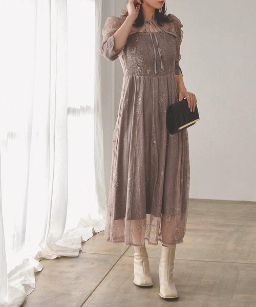 「Kana」 半袖ワンピース M ダークカーキ レディース_画像7