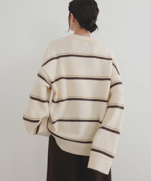 最終sale⭐︎新品未使用✦︎TONAL❤︎バックフレア❤︎ボーダーニット LIAN（リアン） ニット セーター アルパカタッチボーダーポロニット