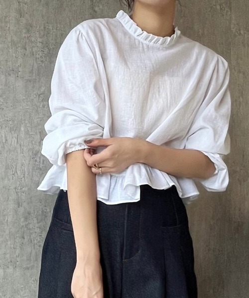 ブラウス シャツ ショート丈フリルブラウス レディース : ZOZOTOWN