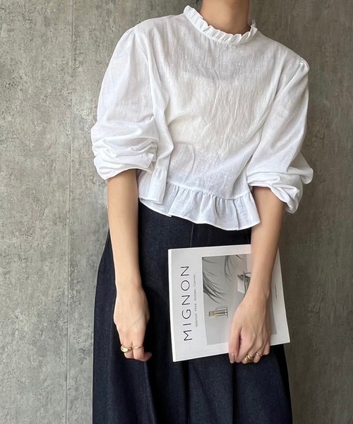 ブラウス シャツ ショート丈フリルブラウス レディース : ZOZOTOWN