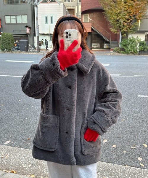 PILIT ステンカラーコート コート ステンカラー ボアミドルコート 