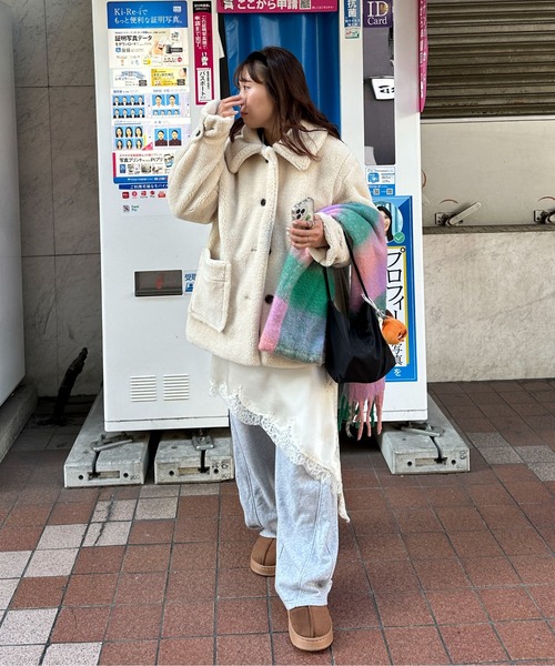 PILIT ステンカラーコート コート ステンカラー ボアミドルコート