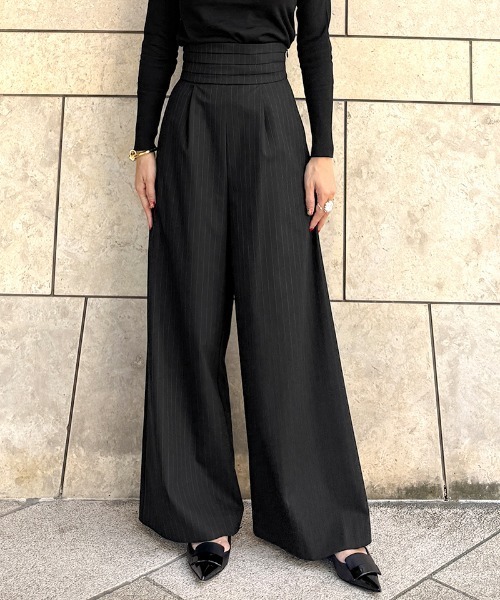 パンツ ピンストライプカマーベルトパンツ レディース : ZOZOTOWN