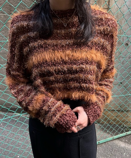 Ameri(アメリ) ニット セーター MIX YARN BORDER KNIT TOP Ameri(アメリ) ニット セーター MIX YARN BORDER KNIT TOP