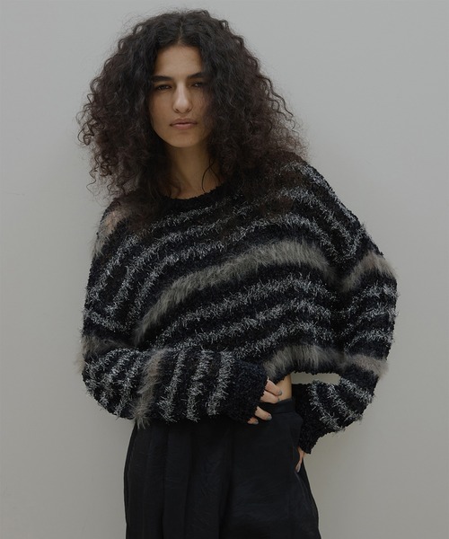 Ameri（アメリ） ニット セーター MIX YARN BORDER KNIT TOP