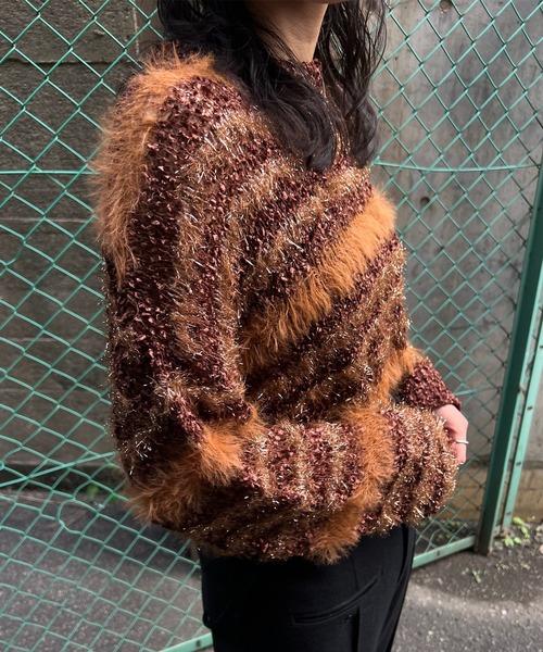 Ameri（アメリ） ニット セーター MIX YARN BORDER KNIT TOP