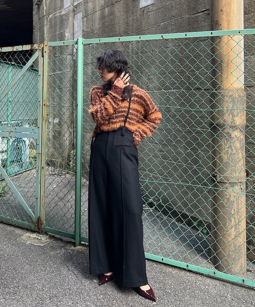 ハンドメイド　ニット　トップス( )✩‧₊ Ameri（アメリ） ニット セーター MIX YARN BORDER KNIT TOP