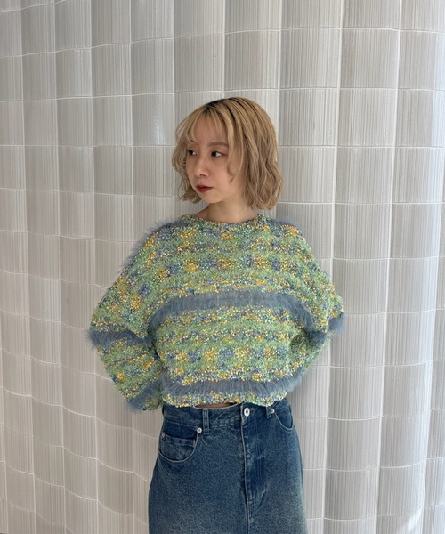 Ameri（アメリ） ニット セーター MIX YARN BORDER KNIT TOP