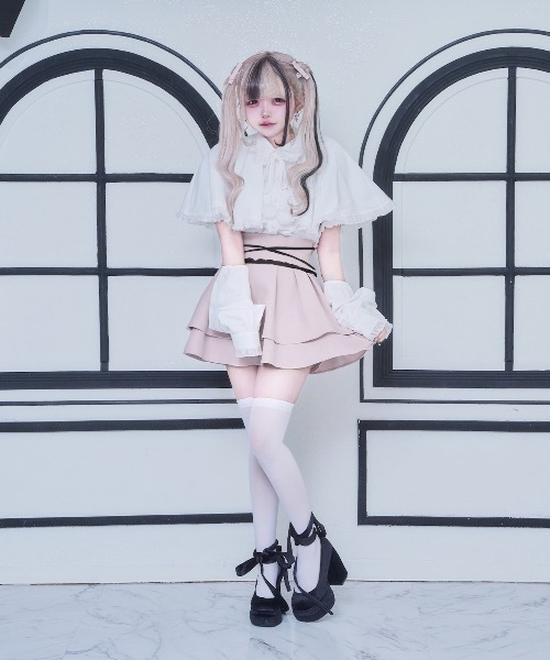 nyanMe ブラウス シャツ ぽんぽんけーぷぶらうす的なね レディース