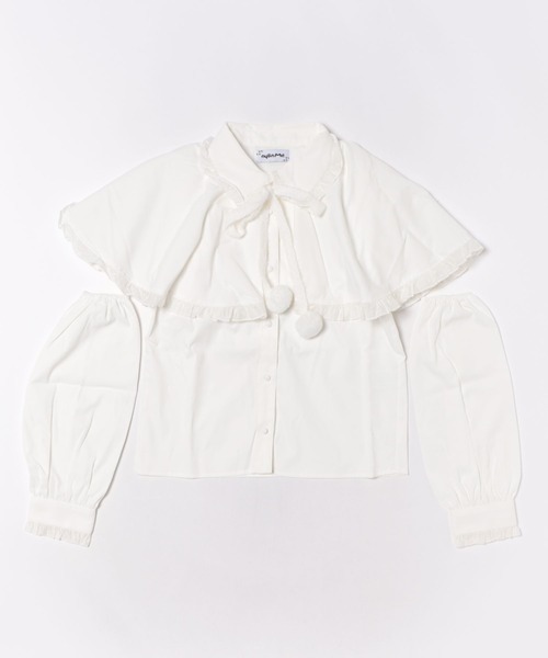 nyanMe ブラウス シャツ ぽんぽんけーぷぶらうす的なね レディース