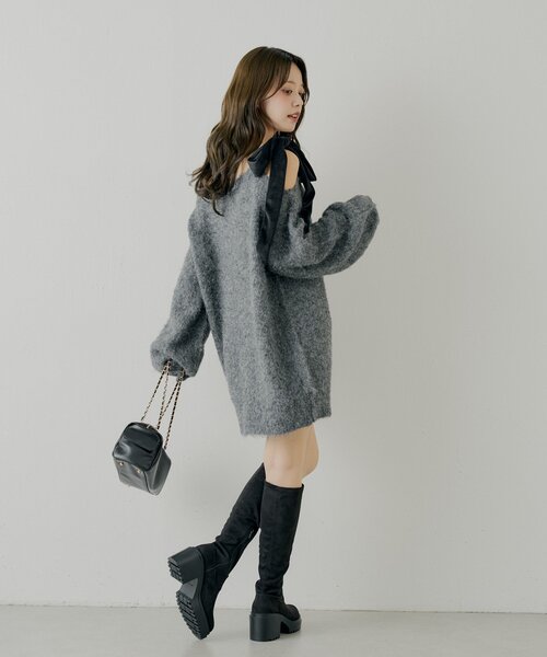 Chico（チコ） ワンピース 「REVIVAL/WEB限定」ベロアリボンシャギー