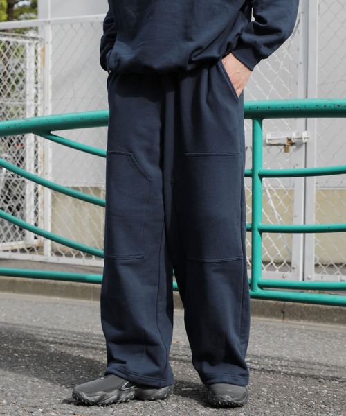 NAKER ワイドパンツ スウェットパンツ ジャージ 裏毛ダブルニーワイド