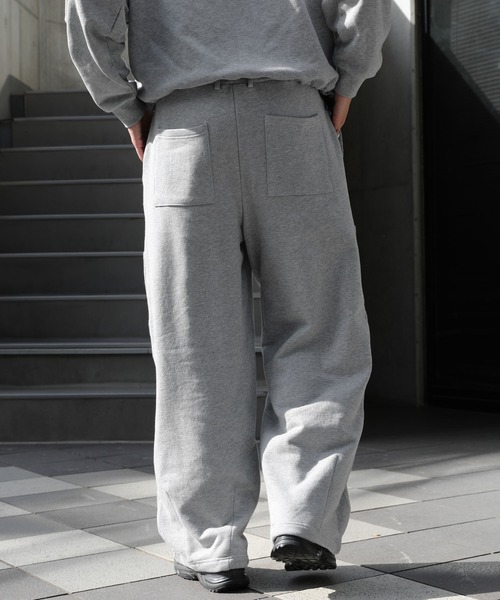 NAKER ワイドパンツ スウェットパンツ ジャージ 裏毛ダブルニーワイド