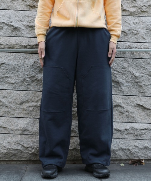 NAKER ワイドパンツ スウェットパンツ ジャージ 裏毛ダブルニーワイド