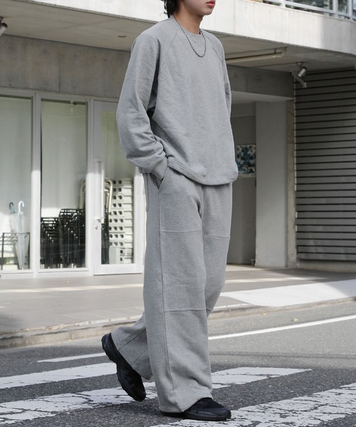 NAKER ワイドパンツ スウェットパンツ ジャージ 裏毛ダブルニーワイド