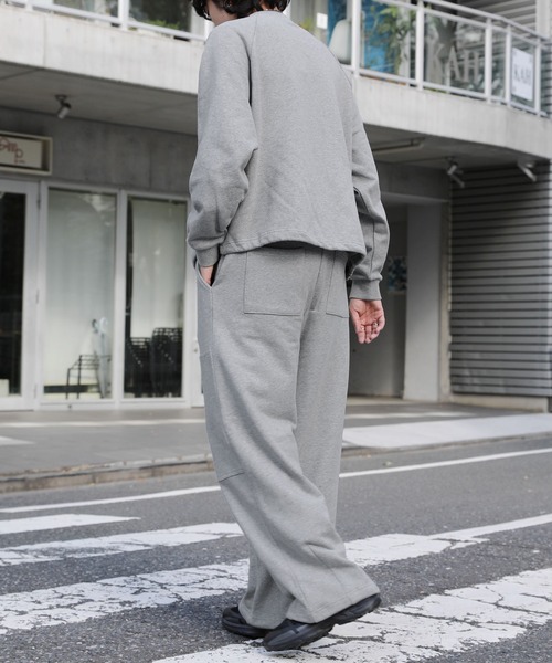 NAKER ワイドパンツ スウェットパンツ ジャージ 裏毛ダブルニーワイド