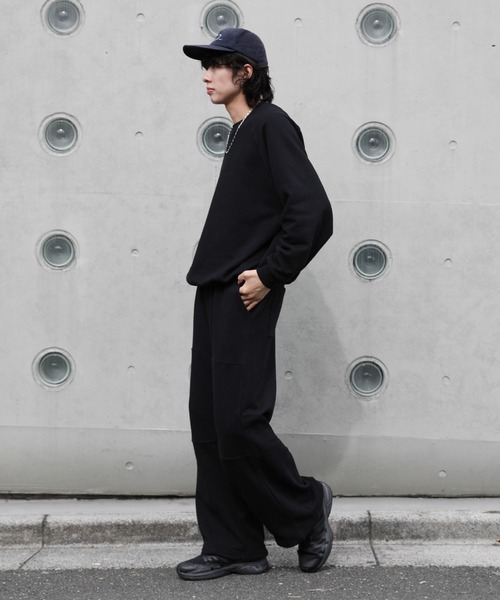 NAKER ワイドパンツ スウェットパンツ ジャージ 裏毛ダブルニーワイド