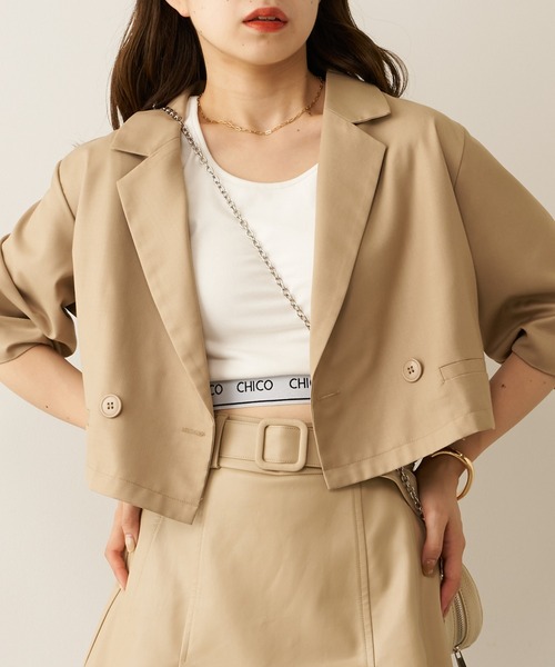 ベージュ テーラードジャケット カネコイサオ カラウティア callautia callautia ダブルボタンテーラードジャケット