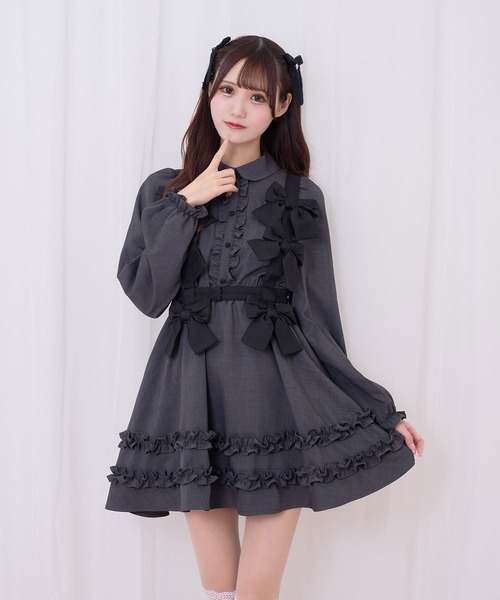 新品未使用　HONEY MEW チョーカー付きバックリボンワンピース　F 黒 新品未使用 HONEY MEW チョーカー付きバックリボンワンピース F 黒