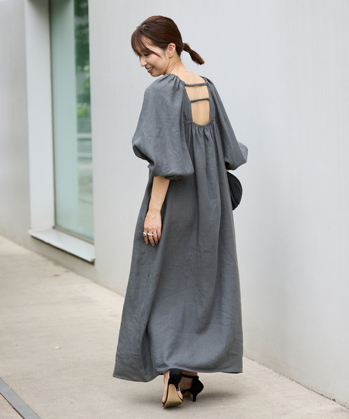 「VERMEIL par iena」 7分袖ワンピース 36 ブラウン レディースの画像