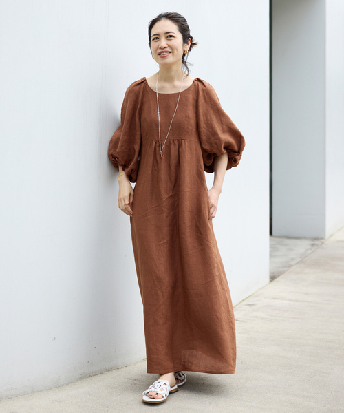 「VERMEIL par iena」 7分袖ワンピース 36 ブラウン レディースの画像