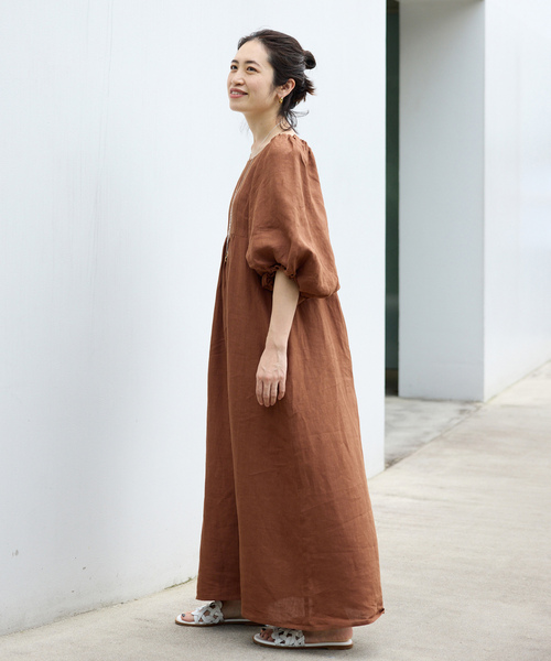 「VERMEIL par iena」 7分袖ワンピース 36 ブラウン レディースの画像