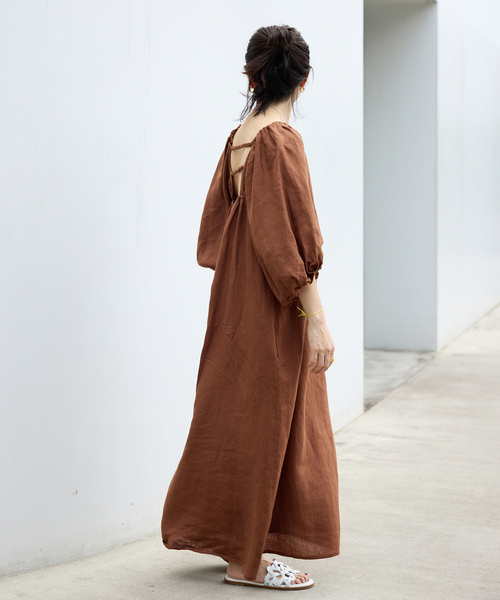 「VERMEIL par iena」 7分袖ワンピース 36 ブラウン レディースの画像