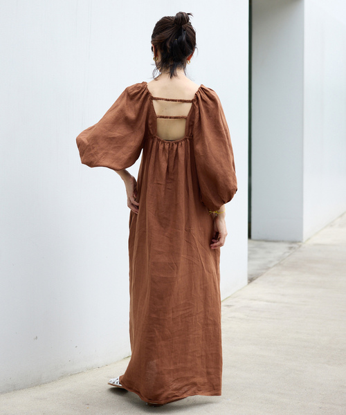 「VERMEIL par iena」 7分袖ワンピース 36 ブラウン レディースの画像