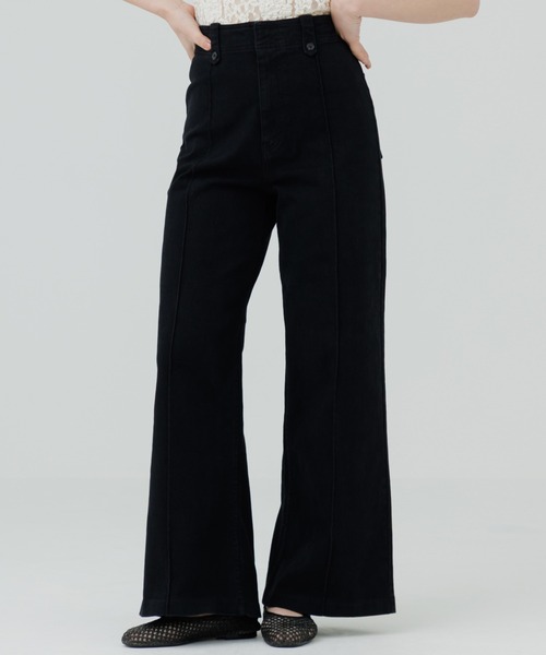 ジーンズ デニム デニムパンツ high waist pintuck flare pants(ハイ