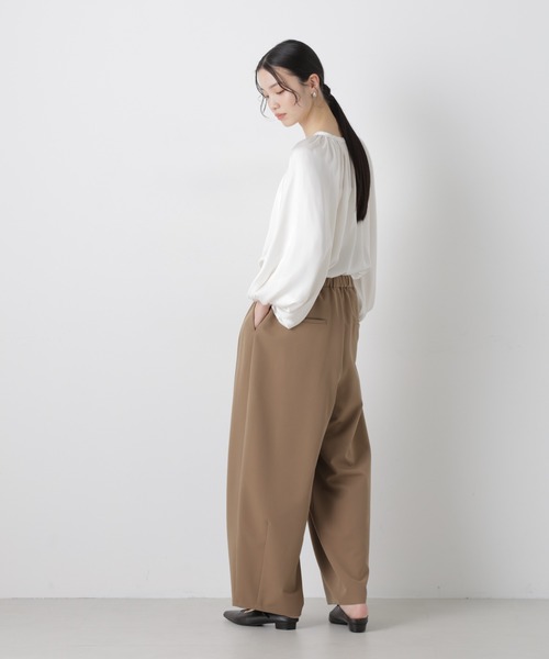 ブラウス シャツ 前後2wayサテンボリュームスリーブブラウス レディースの画像