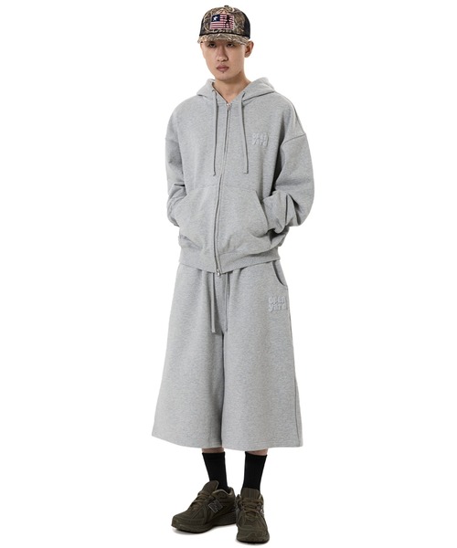 OY ロゴ ジップパーカー グレー 韓国ストリート フーディー OY（オーワイ） パーカー 「OY/オーワイ」PUFF LOGO HOODIE ZIP UP