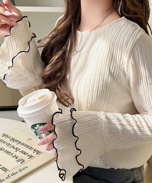 classicalelf（クラシカルエルフ） tシャツ 軽やかに揺れる袖フリルが 